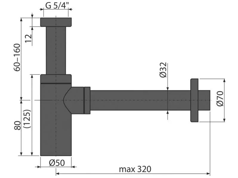 Черен сифон за мивка A400 Black (1)