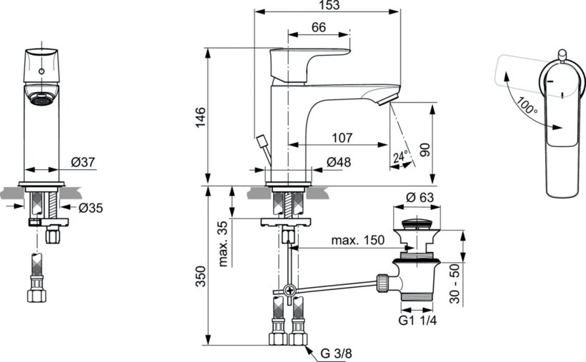 Смесител за мивка Connect AIR COLDSTART (1)