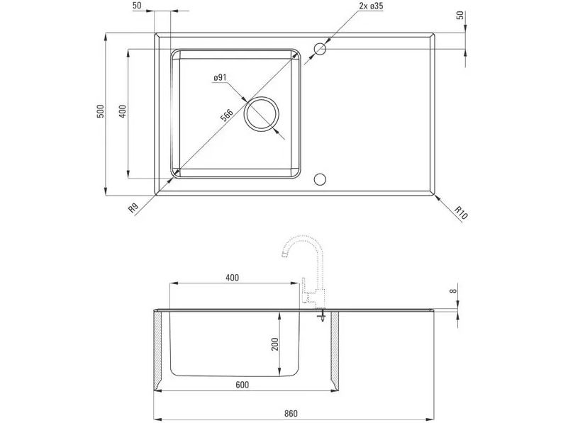 Кухненска мивка Pallas Graphite Metallic (1)